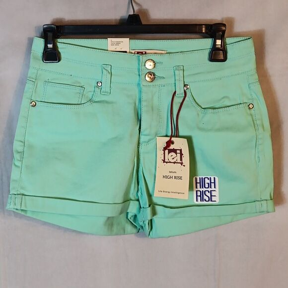 Lei Women's High Rise Mint Denim Shorts - Picture 6 of 6